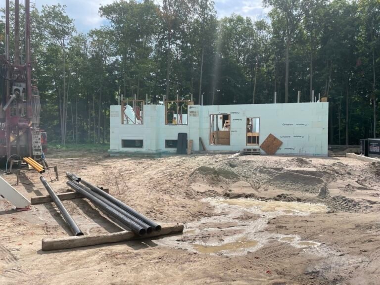 ICF walls braced and ready to pour in Tiny Township