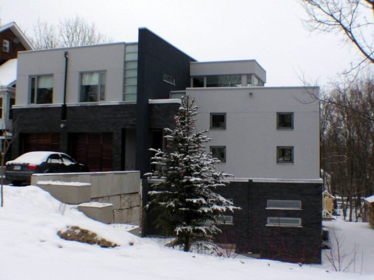 Rear of a modern multi-level home