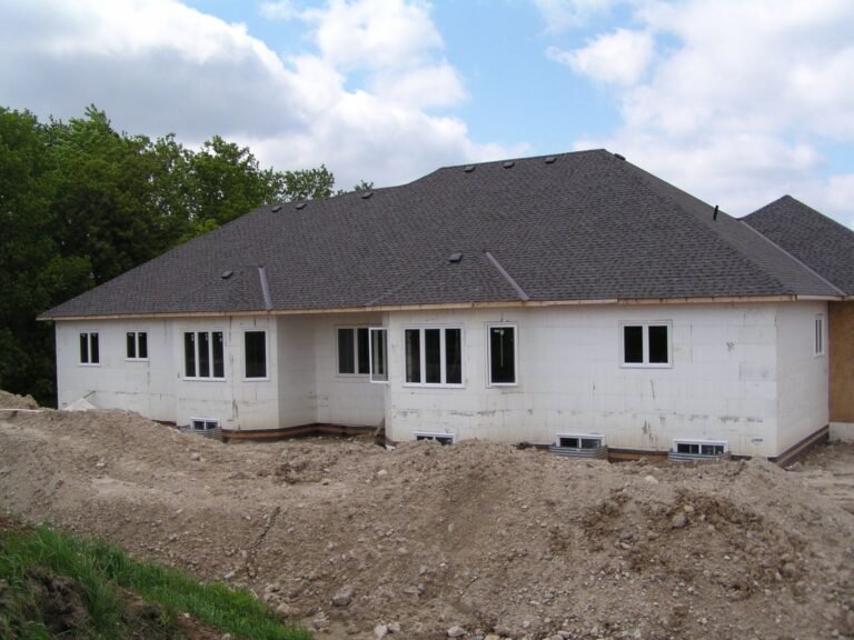ICF walkout bungalow with foam walls exposed