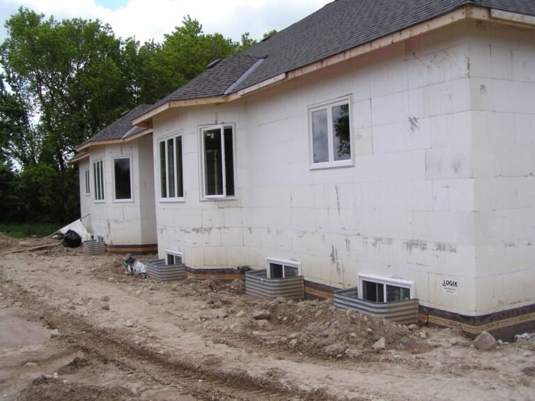 Side of an ICF bungalow before the exterior finish