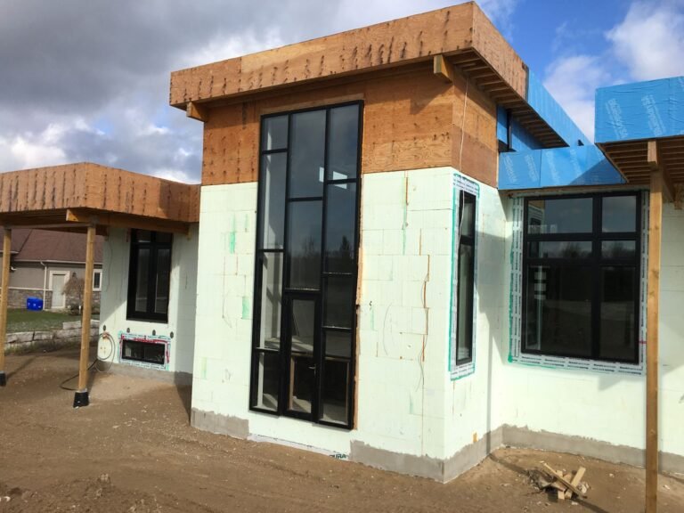Tall window wall in a modern ICF home